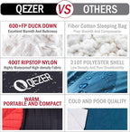 Ultralight Down Sleeping Bag for Adults with 600 Fill Power, Compact Sleeping Bag for Backpacking, Hiking and Camping