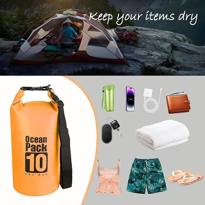 Dry Bag Waterproof Backpack 5L/10L/20L/30L Roll Top Waterproof Bag,Floating Dry bags for Kayaking,Swimming,Boating,Camping,Beach.