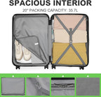 Kono 20'' Carry on Luggage Lightweight with Spinner Wheel TSA Lock Hardside Luggage Durable Small Carry on Suitcase Apple Green