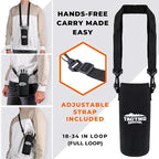 Tactiko Survival Stainless Steel Wide Mouth Water Bottle, Single Wall Boil-Safe, Leakproof, BPA-Free with Carry Sleeve and Strap for Camping, Hiking, Outdoor Prep (Black, 34 oz / 1000 ml)