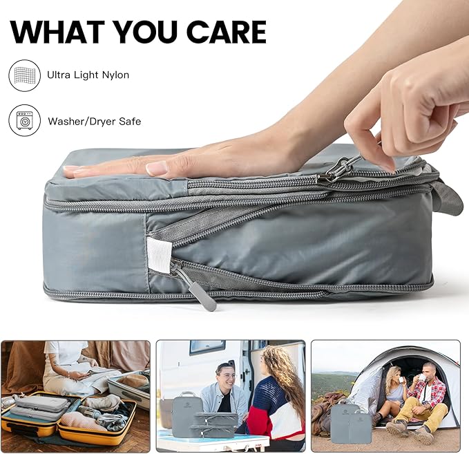 Lightweight Compression Packing Cubes for Suitcases, Compressible Expandable Travel Packing Organizer with Clear Toiletries and Backpack Bag, Travel Essentials for Carry on Luggage 7 Set