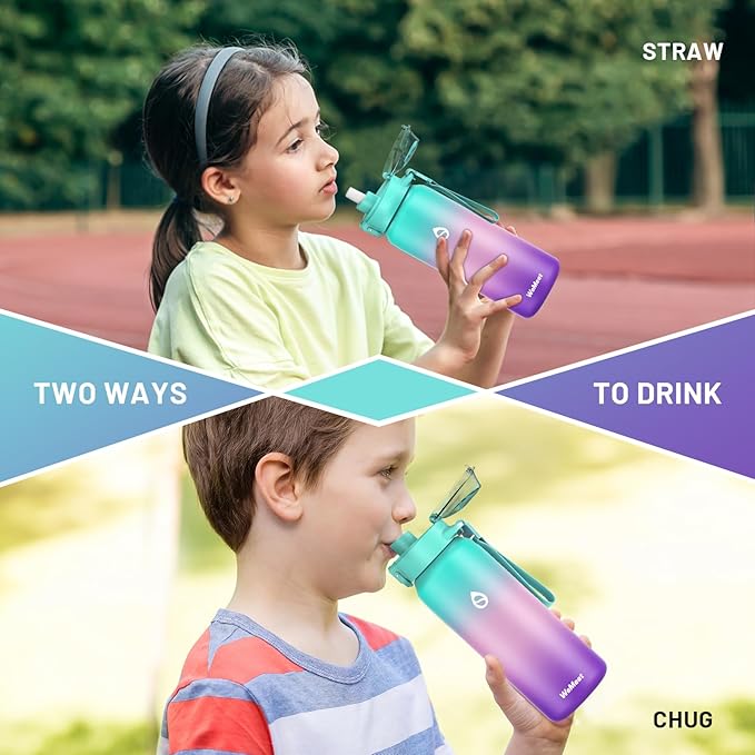 32oz Water Bottle with Removable Straw and Spout Lid Two Ways to Drink, 18/10 Stainless Steel Insulated Water Bottle, BPA-Free, Leak Proof, Double wall, for Sports, Gym