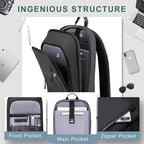 hk Backpack for Men Business Slim Backpack with USB Charger Computer Lightweight Anti-theft Travel Backpacks 17.3 inch Water Resistant Laptop Bag for Work Office College-Black