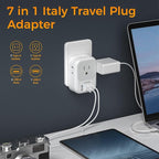 Italy Travel Plug Adapter 2 Pack, TESSAN Italy Power Adaptor with 4 Outlets 3 USB Charger (1 USB C Port), Type L Adapter for US to Chile Ethiopia Libya Syria Tunisia Uruguay