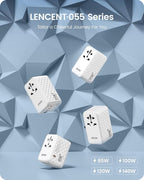 LENCENT 100W International Travel Adapter, Universal Travel Adapter with 2 QC USB-A & 2 PD3.0 Type C Power Adapter, Fast Charging for Phone,Laptops, All-in-One Outlet Adapter for USA/UK/EU/AUS, White