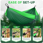 Camping Hammock Lightweight, Portable Hammocks Parachute Hammock with Two Tree Straps, Single or Double Travel Swing Nylon Camp Hammocks, Outdoor Essentials for Beach Backpacking Hiking, Orange