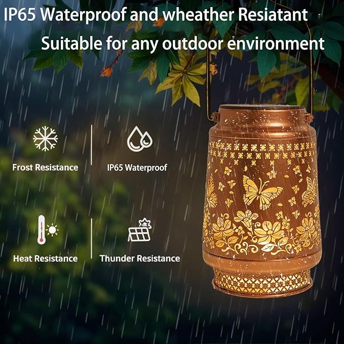 Butterfly Solar Lantern,Hanging Butterfly Solar Lights for Outside,Garden Decor Birthday Gifts for Grandma Women Mom Sister,Decorative for Yard Backyard Patio Deck Porch