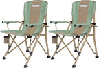XGEAR Camping Chair Hard Arm High Back Lawn Chair Heavy Duty with Cup Holder, for Camp, Fishing, Hiking, Outdoor, Carry Bag Included