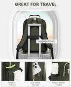LOVEVOOK Laptop Backpack for Women, Travel Computer Work Bags with 17-inch Laptop Compartment, College School Student Bag Teen Backpacks For Girls, Outdoor Carry On Backpack Purse, Army Green