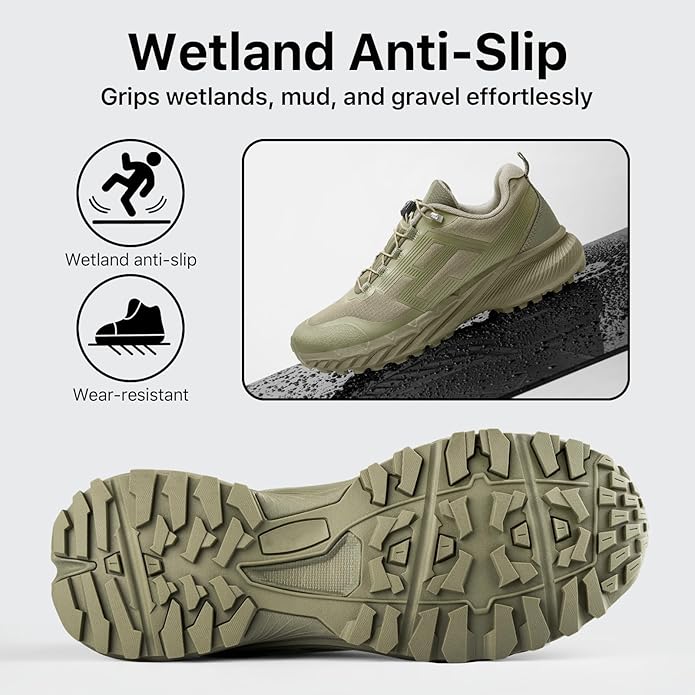 FREE SOLDIER Men's Trail Running Hiking Tactical Shoes - Breathable Lightweight Non-Slip Outdoor Sneakers for Walking Gym Backpacking Athletic Shoes
