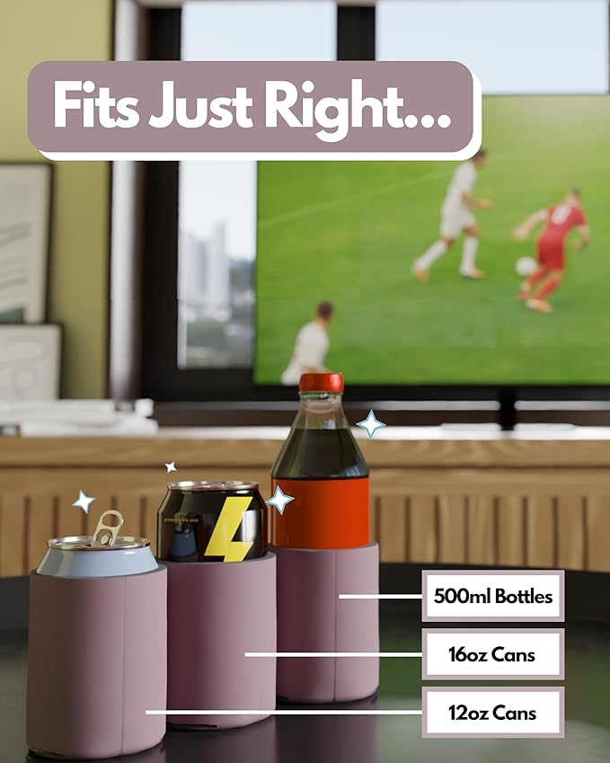 PartyPrints 25 Pack Dusty Rose Blank Can Cooler Sleeves, Customizable Bulk Can Coolers, Extra-Thick Collapsible Drink Insulator Sleeve, Beer Can Coolers for Party Beverages