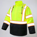 High Vis Reflective Safety Rain Jacket for Men, Class 3 Hi Vis Rain Gear for Construction Workers (Yellow-Black,4XL/5XL)