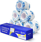 RISEN Cohesive Bandage 2” x 5 Yards, 6 Rolls, Self Adherent Wrap Medical Tape, Adhesive Flexible Breathable First Aid Gauze Ideal for Stretch Athletic