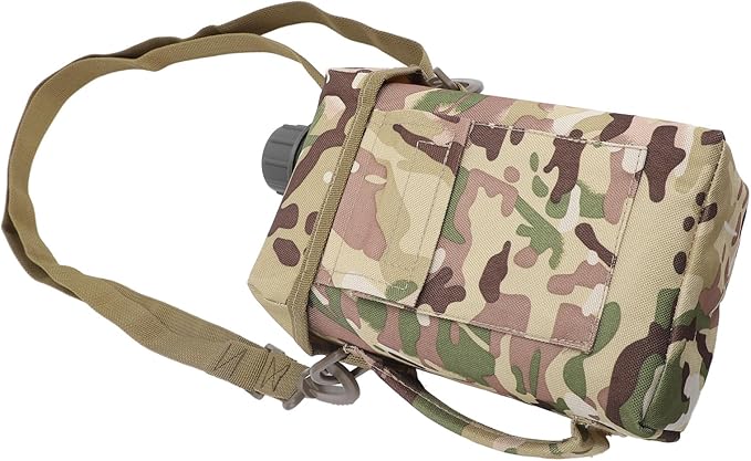 Zunate Outdoor Water Bottle - 2L Portable Water Canteen with Waist Bag, Multi Fuctional PVC Flat Camping Water Bottle for Surplus or Bushcraft Gear (CP)