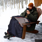 REDCAMP Large Waterproof Stadium Blanket with Hood for Cold Weather, Soft Warm Fleece Camping Blanket Windproof for Outdoor Sports, Dark Blue/Grey