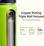 Insulated Water Bottle-22 oz Stainless Steel Double Wall Vacuum Sports Water Bottle with Spout Lid-Metal Leak Proof Travel Water Flask for Travel (Apple Green)