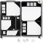Compression Packing Cubes for Travel 6 Set Expandable Packing Organizers Durable Luggage Bags Organizers for Suitcases Travel Accessories (Black)