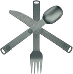 Magnetic Camping Utensils Set, Knife, Fork & Spoon Cutlery Set, Portable & Reusable Metal Aluminum Travel Flatware, 3-PACK, Gray