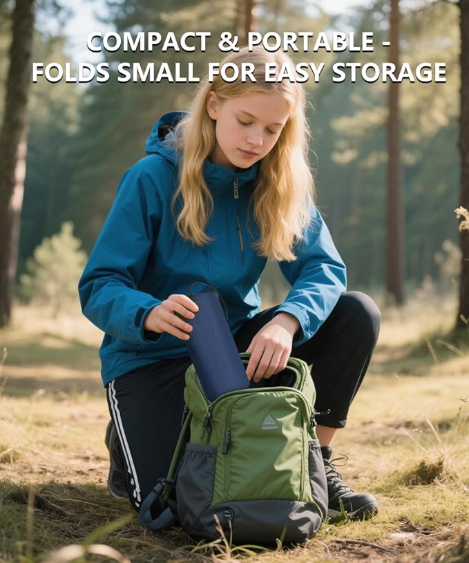 YOUXIU Camping Sleeping Pad, Extra Thickness 3'' Ultralight Inflatable Sleeping Mat with Built-in Foot Pump, Durable Compact Waterproof Camping Air Mattress for Tent,Backpacking,Hiking,Tent(Navy)