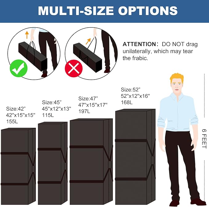 COOLBEBE 52" Sports Duffle Bag - 160L Extra Large Travel Duffel Luggage Bag with Upgrade 2-way Lockable Zippers, Sturdy & Water Resistant Long Duffle Bag for Camping Moving (Black 52inch 2Pack)