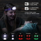 EverBrite Headlamp, 2 Pack Kids Headlamp with Red Light and Memory Function, Head Lamp for Adults and Kids with 5 Modes, Bright Headlamps for Camping, Running, Batteries Included