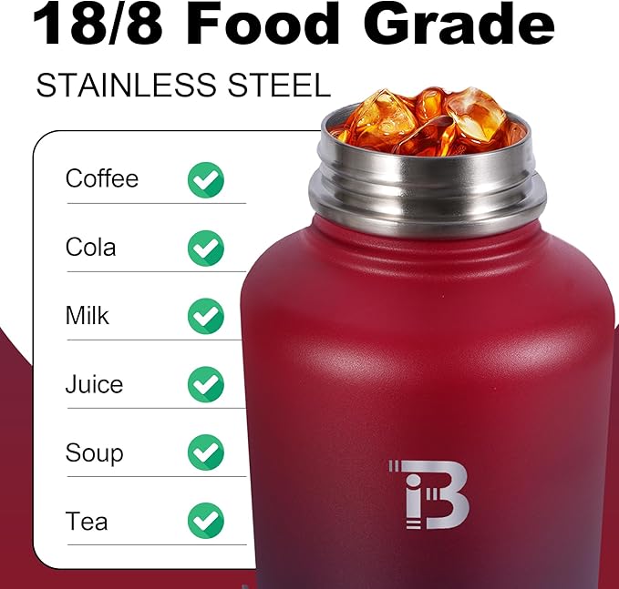 32oz Insulated Water Bottle with Straw Lid & Spout Lid & Paracord Handle, Stainless Steel Water Bottle Wide Mouth, Double Wall for Women Men Gym Fitness Outdoor