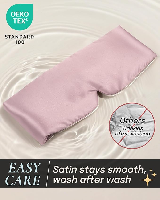 Zenssia Satin Sleep Mask for Women and Men, Lightweight Padded Eye Mask with Adjustable Strap, Comfort Blackout for Travel and Nap - Light Plum