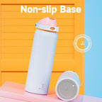 40 oz Insulated Water Bottle with Straw: Meoky Stainless Steel Metal Water Bottle with 2-in-1 Lid - Leak Proof, Cold for 24 Hours, Protective Silicone Base, BPA-Free for Gym Sports, Periwinkle