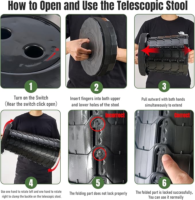 Upgraded Foldable Stool Thickened, Portable Collapsible Stool Retractable Stool for Fishing, Hiking Tours, BBQ, Parties, Outdoor Activities