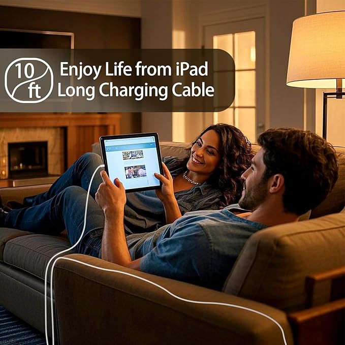 iPad Charger Fast Charging for Apple iPad 10th Generation 10.9", 2025 i.Pad 11 A16/i-Pad Pro 13 M5/11 M4,12.9 6th/5th, 2024 i Pad Air 13/11,20W USBC Block Long 10ft Cable,Fast iPhone 17/16/15/2Set
