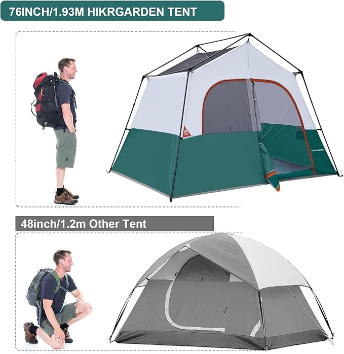 HIKERGARDEN 6-8 Person Camping Tent - Portable Family Cabin Tent for Camp, Windproof Fabric Camp Tent Outdoor for Hiking, Backpacking, Traveling