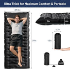 KASBAH Camping Sleeping Pad,6 inch Thick Inflatable Camping Mattress with Built-in Foot Pump and Pillow,Ultralight Sleeping Mat Backpacking Gear for Outdoor Hiking,Camping, Traveling and Tent