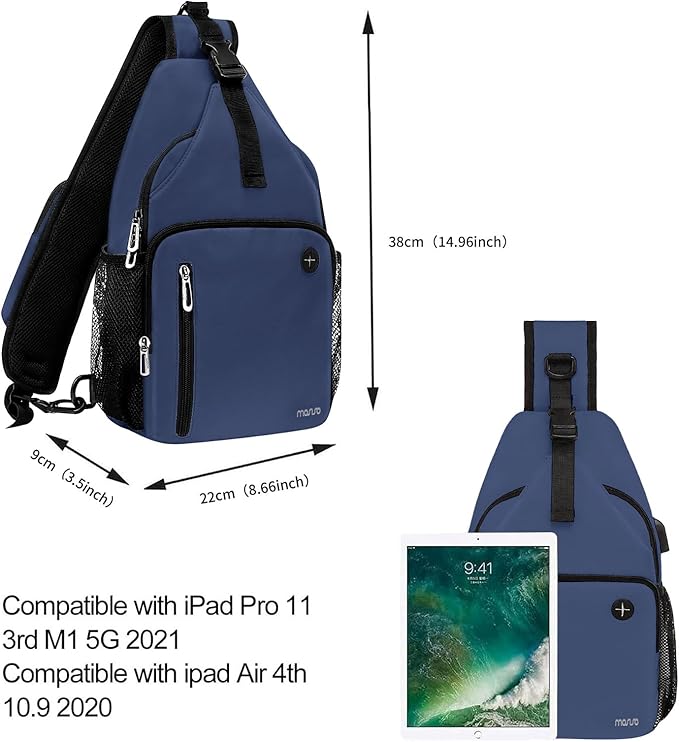 MOSISO Sling Backpack Bag, Crossbody Shoulder Bag Travel Hiking Daypack Chest Bag with Front Square Pocket&USB Charging Port