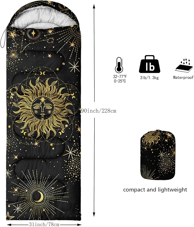 CVHOUSE Camping Sleeping Bags,3 Season Warm & Cool Weather,Lightweight,Waterproof Sleeping Bags for Adults & Kids,Traveling,and Outdoors,Camping Gear Equipment