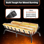 IDZO Solid Steel Fireplace Grate 30 Inch, Upgraded Fireplace Log Grate with Extra Leg for Sturdy Stand & Better Air Flow, Quick Assembly Bar Fire Grates for Indoor & Outdoor