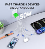 50W USB C Wall Charger Block,5-Port C Charger Fast Charging Block PD Power Adapter +QC 3.0 Multiport Type C Box Charger Cube USB A Wall Plug for iPhone 16/15/14/13 Pro Max Plus,Samsung(Green)(2-Pack)