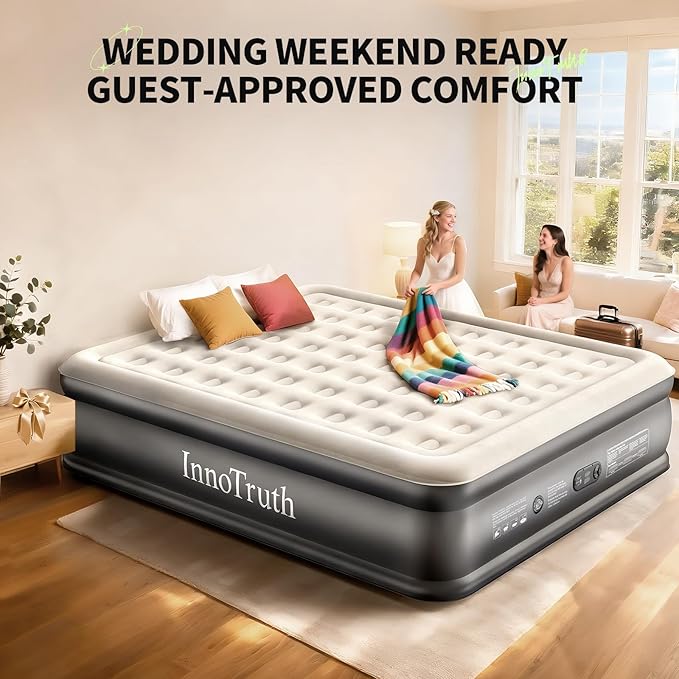 InnoTruth Cal King Size Air Mattress with Built in Pump, Famiy Choice Award Winner, Inflatable Mattress Ideal for Taller Person, 18" Raised Self Inflating Blow up Air Bed for Guests & Home, 700lbs