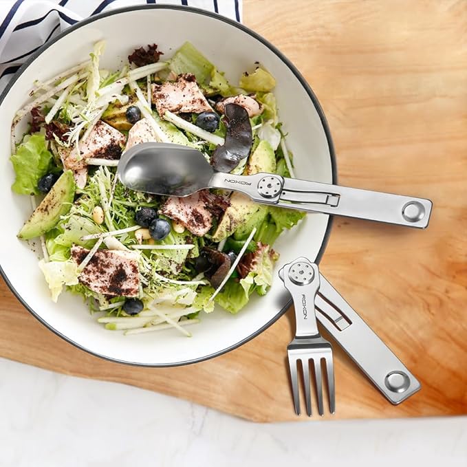 Roxon C2 Camping Utensil 2 in 1 Detachable Folding Cutlery with Fork & Spoon for Outdoor, Camping, Hiking, Easy to Carry Highly Practical Tableware