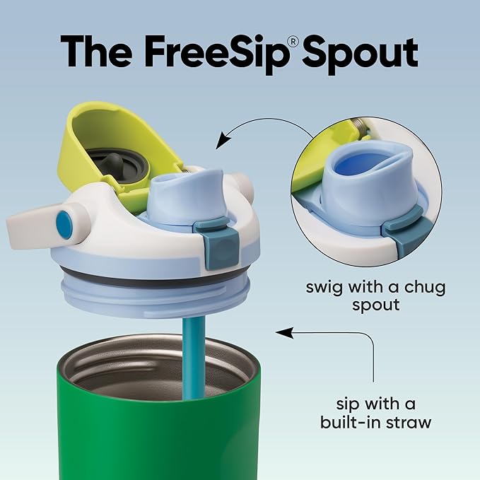 Owala FreeSip Sway Insulated Stainless Steel Water Bottle with Two-Way Spout, Built-In Straw and Bucket Handle, Made for Travel, School, and Sports, 40oz, BPA Free, Leak Proof, Putting Green