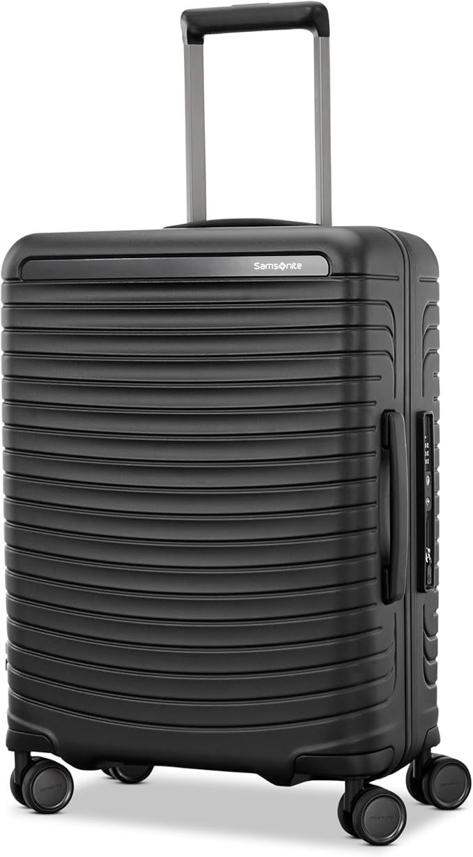 Framelock Max 21” Carry-On Hardshell Zipperless Luggage - Highly Secure Integrated Eazylock™ Mechanism - RightHeight™ Adjustable Handle System - 360° Spinner Wheels - Airline Approved - Asphalt Black