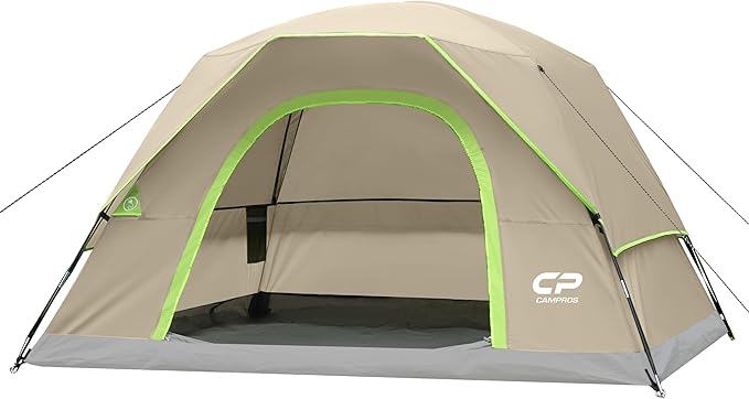 CAMPROS CP Tents for Camping 4 Person Tent Waterproof Windproof Double Layer Camping Tent, Easy Setup Dome Tent with Large Mesh Windows & Wider Door for Outdoor Camping & Hiking