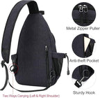 MOSISO Sling Backpack,Canvas Crossbody Hiking Daypack Bag with Anti-theft Pocket, Space Gray