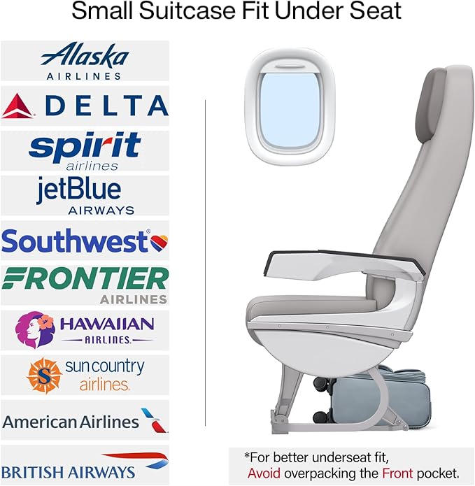 Hanke 16 Inch Underseat Carry On Luggage with Spinner Wheels for Airline, Small Softside TSA Approved Luggage Lightweight Rolling Suitcases Under Seat Travel Carry-On Bag(Grey)