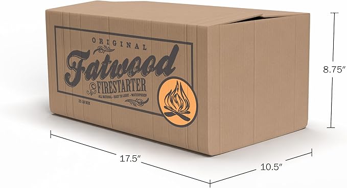 Fatwood Fire Starter Sticks 25-lb Box 2-Pack - Indoor or Outdoor All Natural Pine Fire Starters for Campfires, Fireplace, Firepit, Wood Stove, or BBQ Grill - Kindling Wood Firewood by Pure Garden