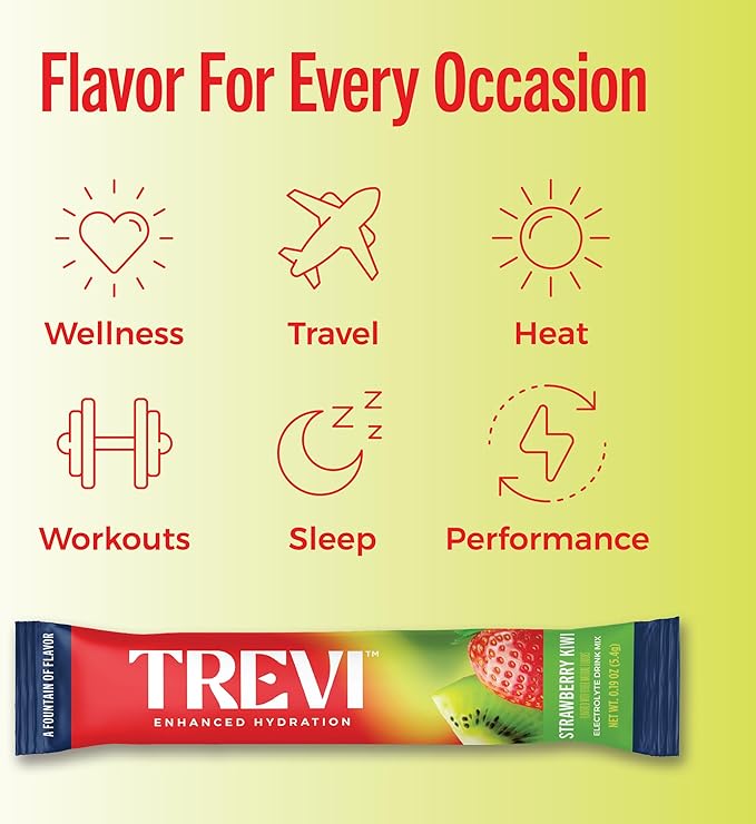 TREVI™ Sugar Free Electrolytes - Drink Mix Hydration Powder Packets - 28 Count - Strawberry Kiwi