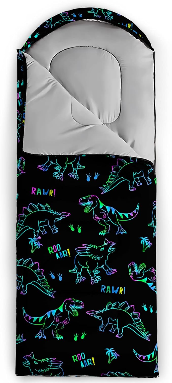 QOOMO Animals Camping Sleeping Bags,3 Season Warm & Cool Weather,Lightweight,Waterproof Sleeping Bags for Adults & Kids,Traveling,and Outdoors,Camping Gear Equipment