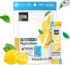 EN, Sugar-Free Electrolytes Powder Packets – Keto Electrolytes Hydration Packets, Single-Serving Electrolytes, Zero Calories, Vegan, Non-GMO, Organic, Gluten-Free, Lemonade 18 CT