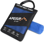 APEXUP Microfiber Travel Towel, Ultra Absorbent Quick Dry Towels, Lightweight Gym Sports Camping Towel for Workout, Yoga, Beach, Shower, Swimming (24"×12", Dark Blue)