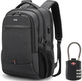 DUSLANG 17 Inch Laptop Backpack for Travel Water Resistant College Backpack for Men/Women Laptop Bag with USB Charging Port and TSA lock, Dark Black