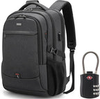 DUSLANG 17 Inch Laptop Backpack for Travel Water Resistant College Backpack for Men/Women Laptop Bag with USB Charging Port and TSA lock, Dark Black
